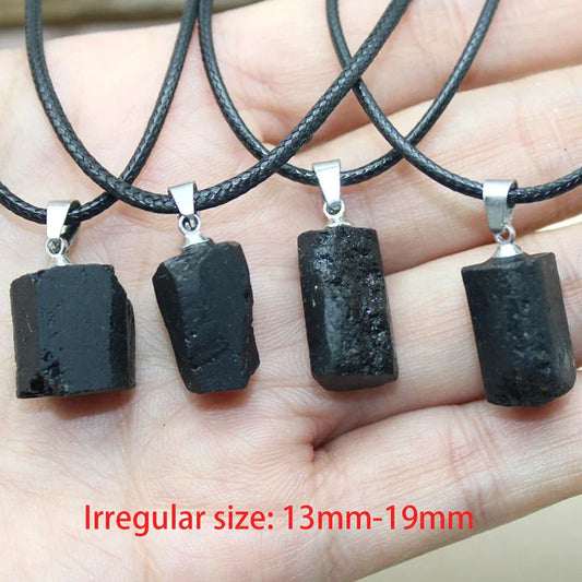 Black Tourmaline Crystal Pendant – Natural Healing Stone Necklace for Jewelry Making &amp; Charm Accessories